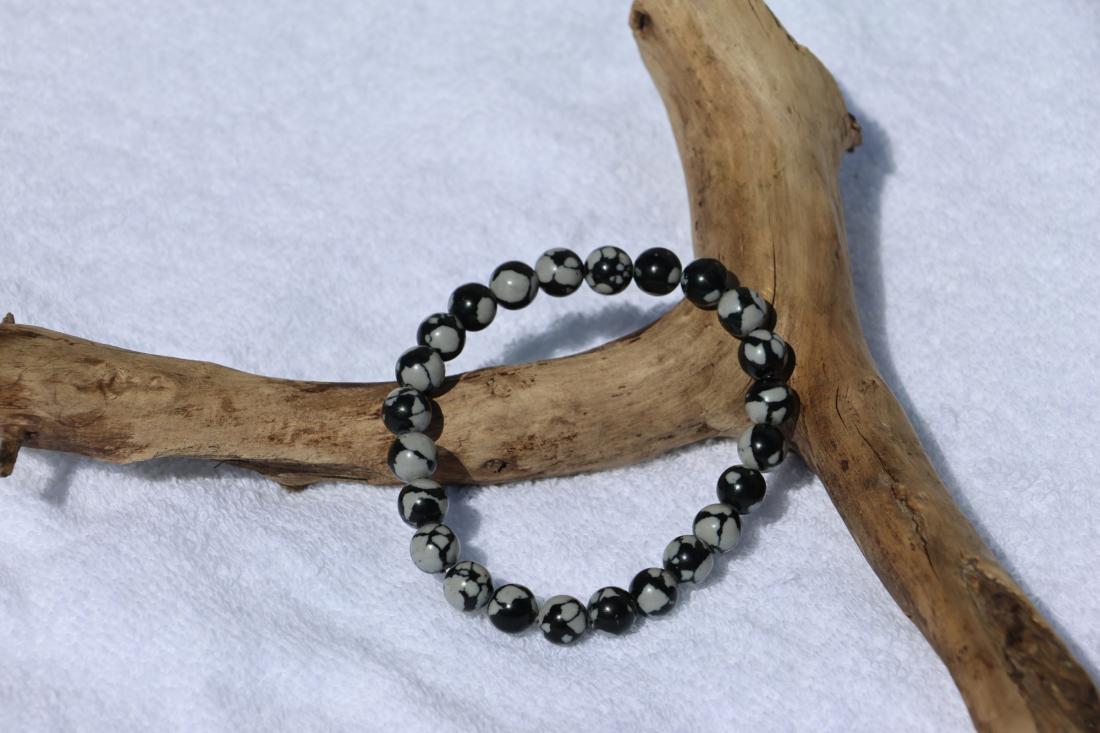 Bracelet Obsidienne Flocon de Neige