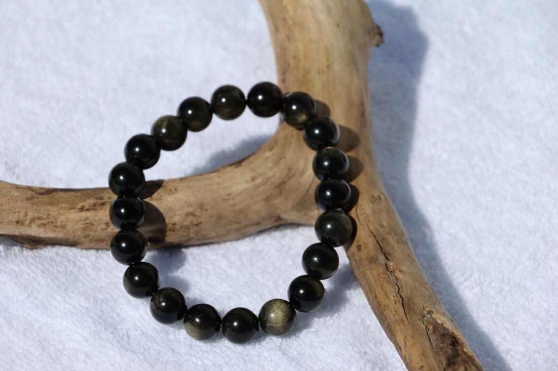 Bracelet Obsidienne dorée